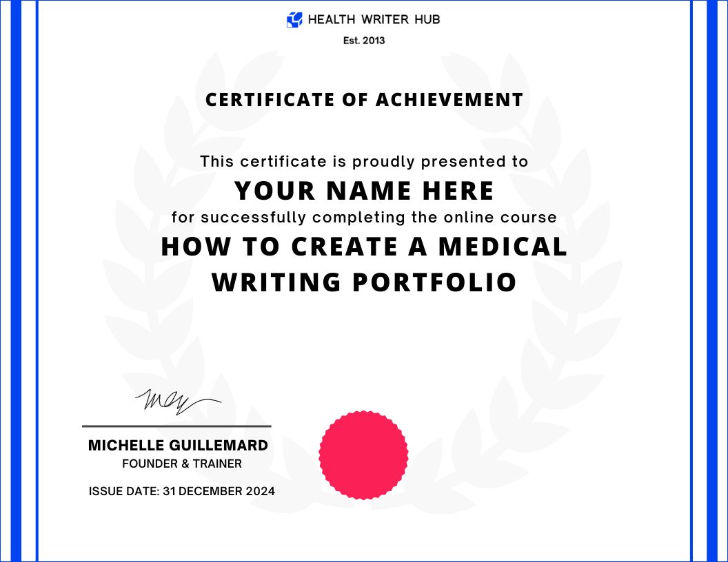 certified and accredited medical writing portfolio course