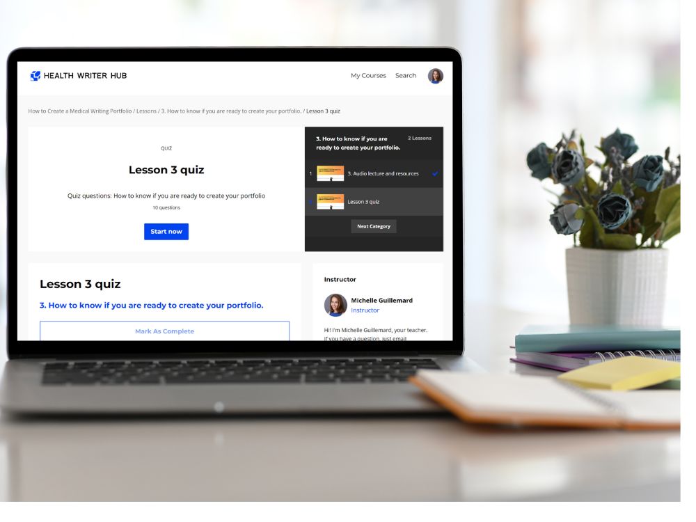 create a medical writing portfolio course